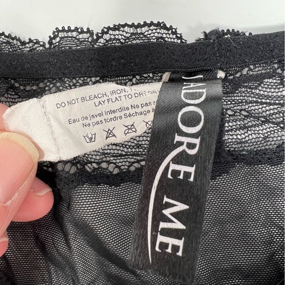 Adore Me Black Lace Polka Dot Bow Adjustable Straps Bra 36C - Picture 12 of 13